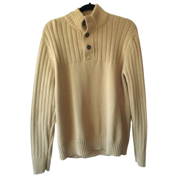 Eddie Bauer Men's Long Sleeve Tan Ribbed Knit Sweater Size Large - Picture 1 of 8